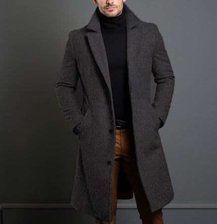 Manteau Trench Coat Homme Hiver - Veste Élégante à Revers - Casual Chic