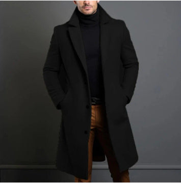 Manteau Trench Coat Homme Hiver - Veste Élégante à Revers - Casual Chic
