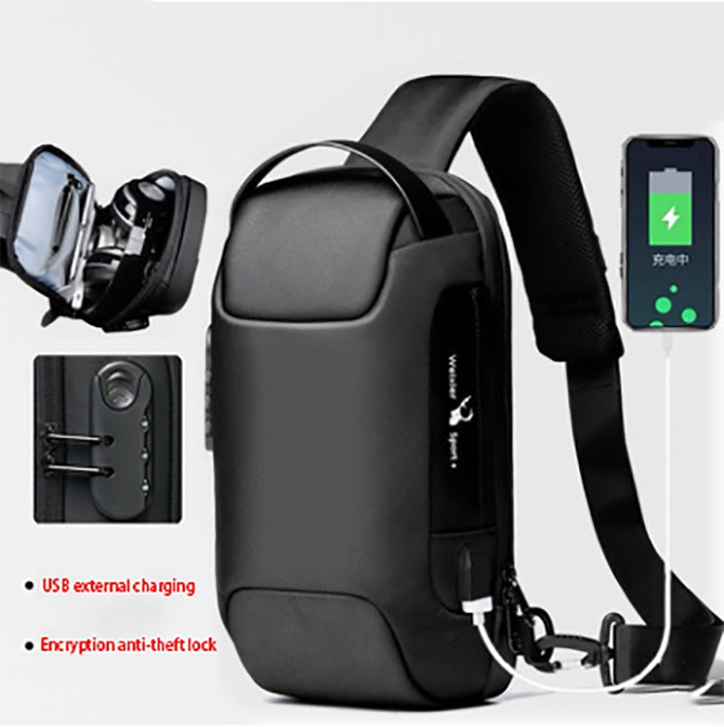 Sac Anti-Vol USB Homme - Sac Bandoulière Étanche Oxford - Multifonction Voyage