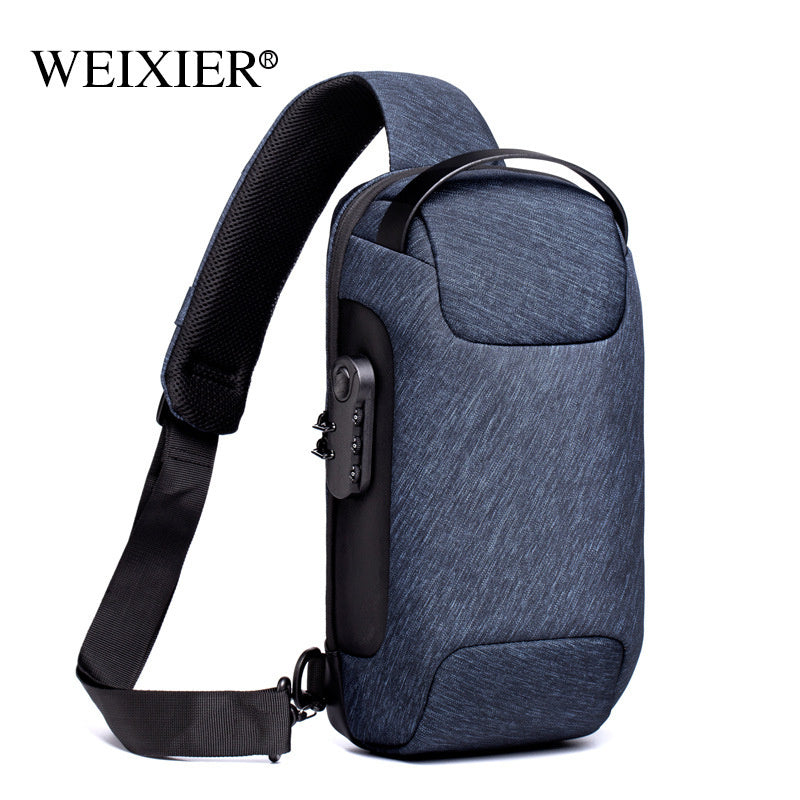 Sac Anti-Vol USB Homme - Sac Bandoulière Étanche Oxford - Multifonction Voyage