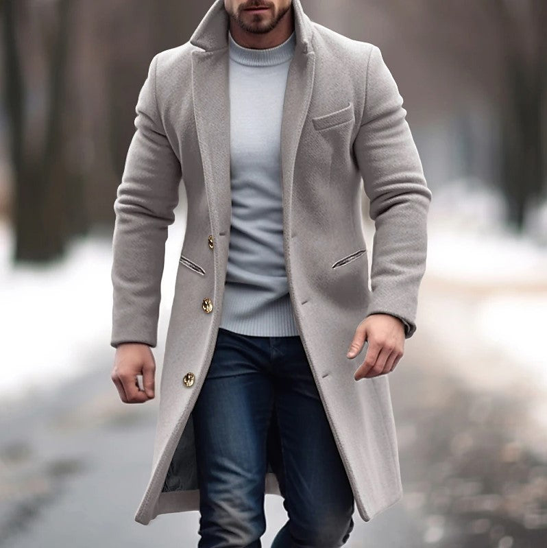 Manteau Trench Coat Homme Hiver - Veste Élégante à Revers - Casual Chic