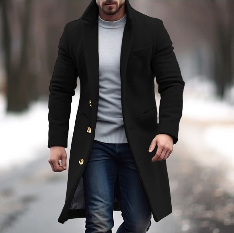 Manteau Trench Coat Homme Hiver - Veste Élégante à Revers - Casual Chic