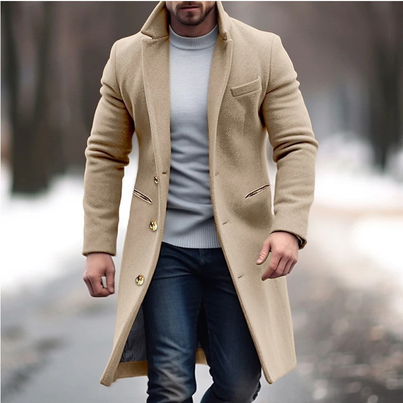 Manteau Trench Coat Homme Hiver - Veste Élégante à Revers - Casual Chic