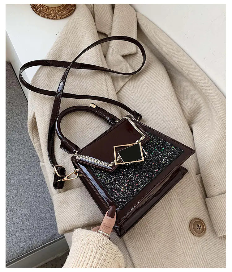 Fashionable Patent Leather Sequin Shoulder Bag 2019