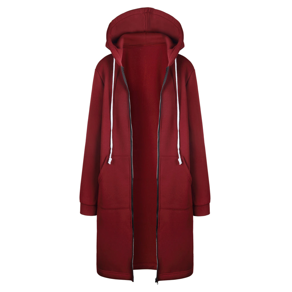 Women's Mid-length Hooded Long Sleeve Sweater