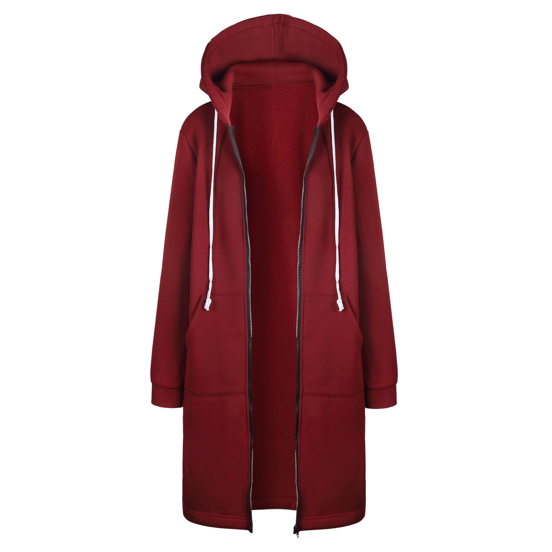 Women's Mid-length Hooded Long Sleeve Sweater