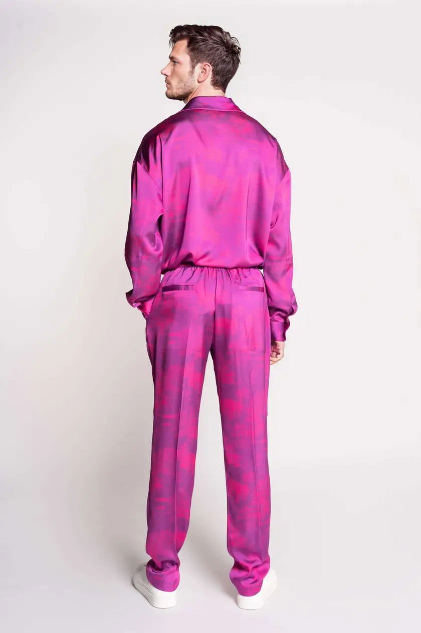 French-Made 100% Silk Savanna Print Pants