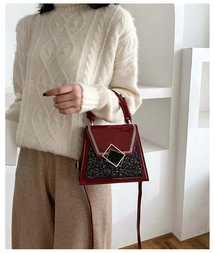 Fashionable Patent Leather Sequin Shoulder Bag 2019