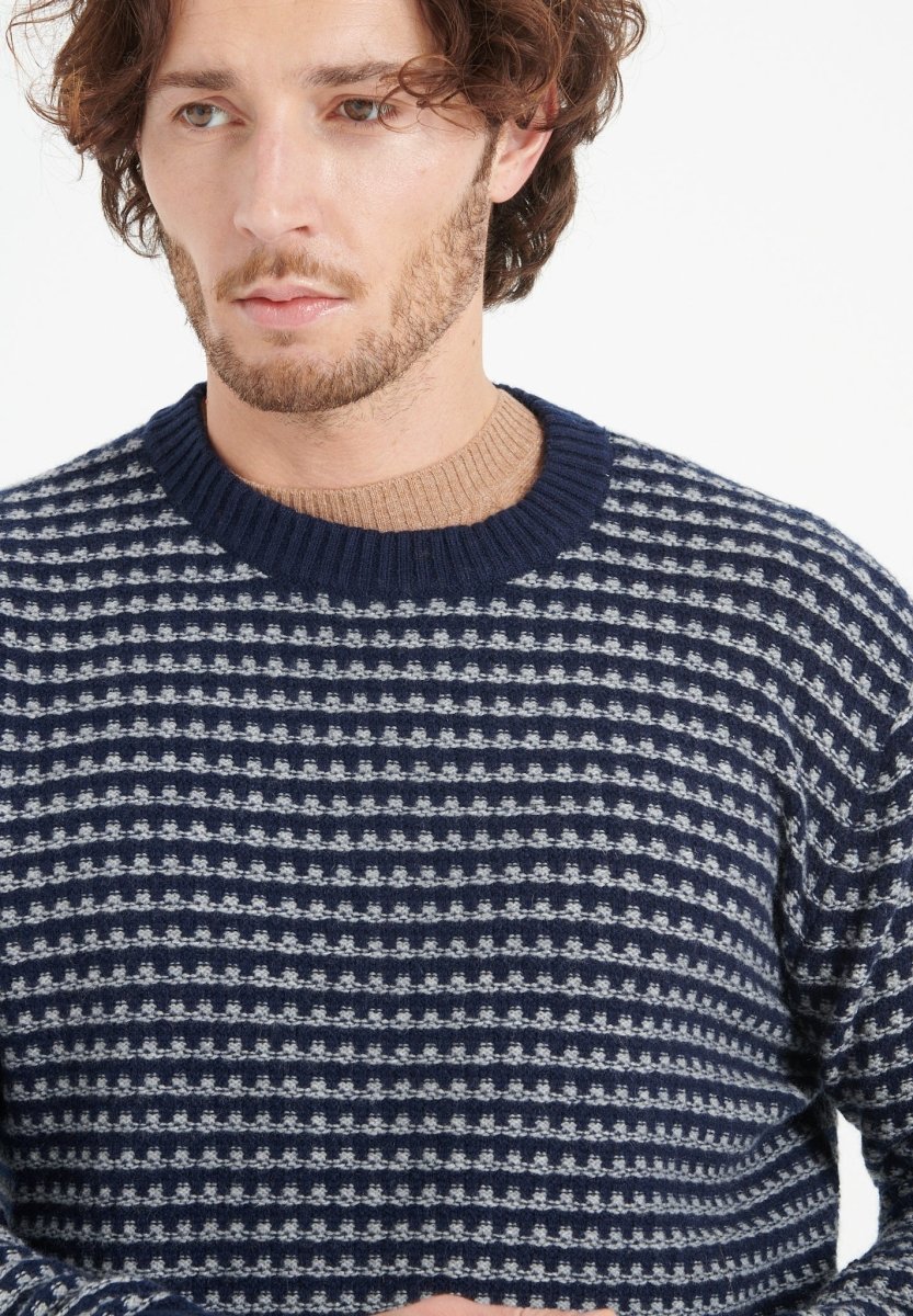 Pull col rond homme en cachemire 4 fils bleu marine - ZACH 3